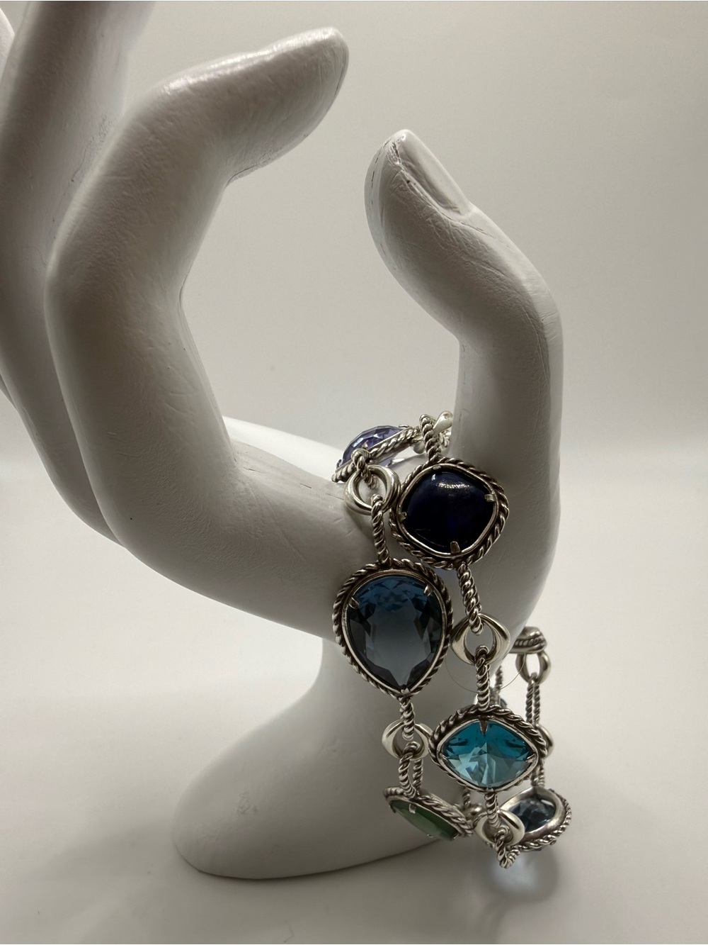 Brighton Multicolor Crystal Station Bracelet Silver Tone 8”